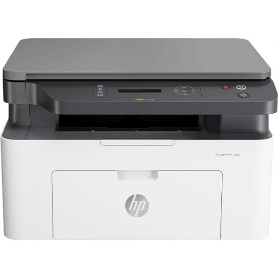 HP Laser 136w B&W Printer with Wi-Fi Direct: Print, Copy, Scan, Perfect for Offices, Compact, Affordable, Multifunction